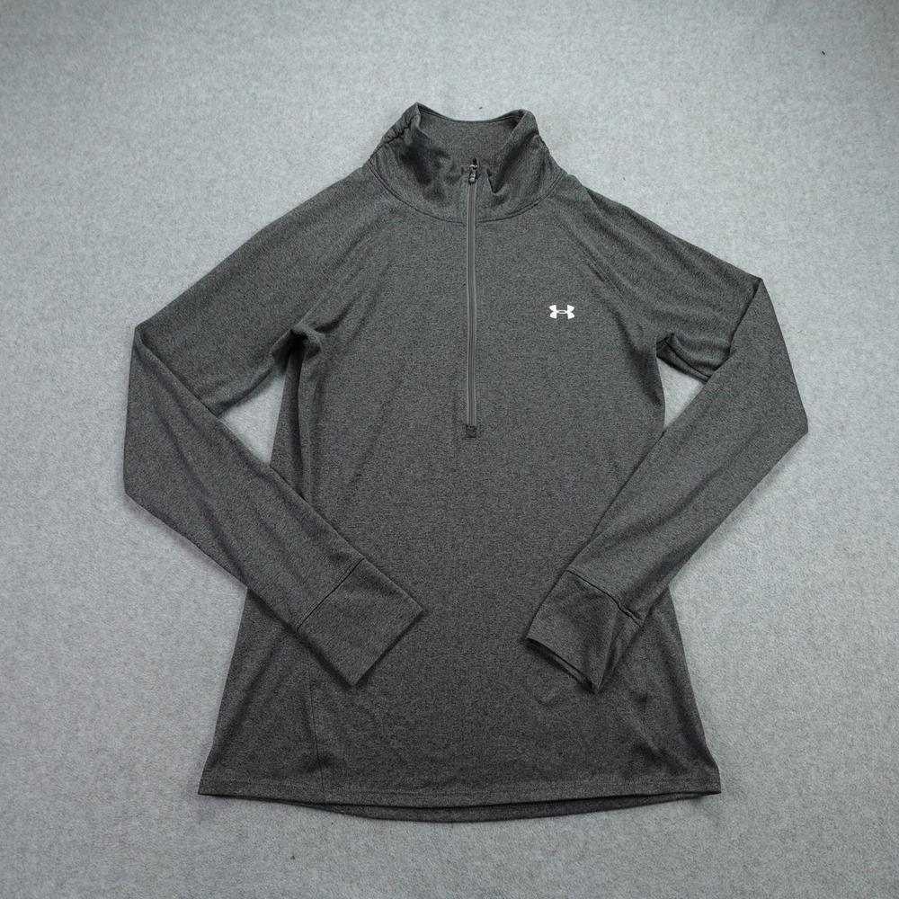 Under‎ Armour Pullover Womens XS Gray Quarter Zip Semi Fitted AllSeasonGear
